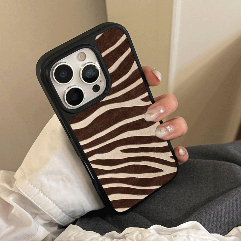 TEMU Phone Case - The Warm Brown And Soft White Zebra Wave Pattern Is Suitable For Iphone 17 Pro , As Well As Iphone 16 Pro/15/14/13 Pro/12/11. It
