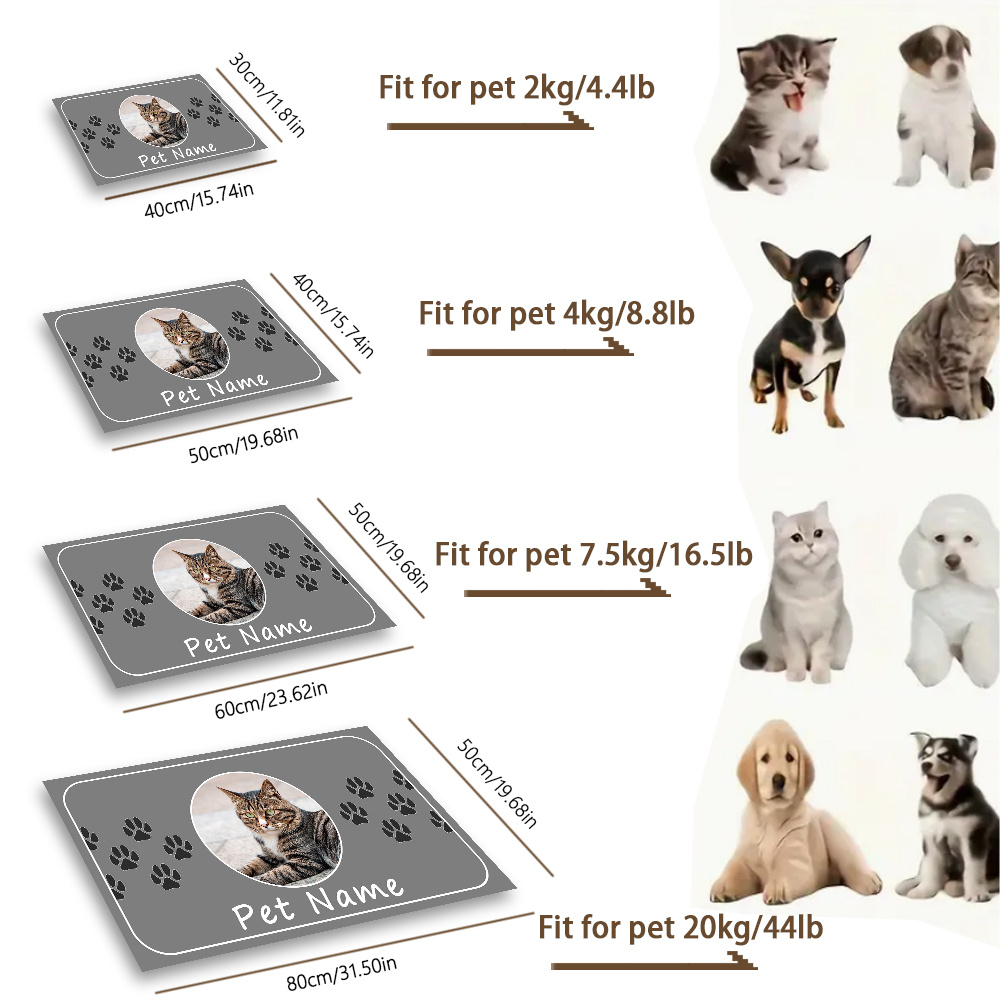 TEMU 1pc Personalized Custom Pet Mat - Custom Pet Feeding Mat With Name, Dog Food Mat, Cat Food Mat, For Home Pet Feeding Training And Drinking Water