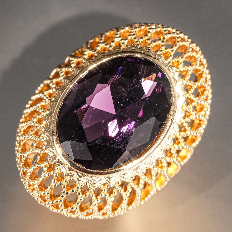 Women's Vintage Plated Hollow-Out Filigree Wide Statement Ring