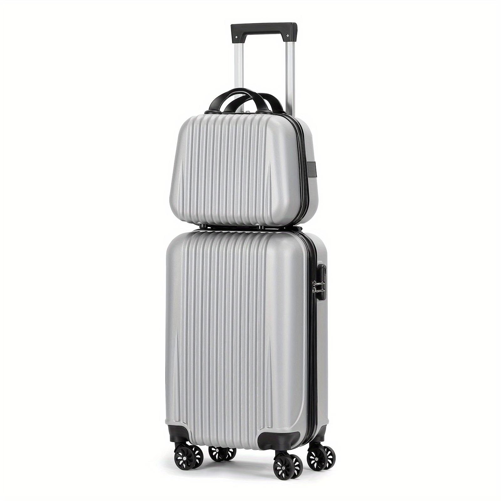TEMU 2pcs Rolling Luggage Set, & Large-capacity Hardshell Suitcases With Telescoping Handle And Password Lock