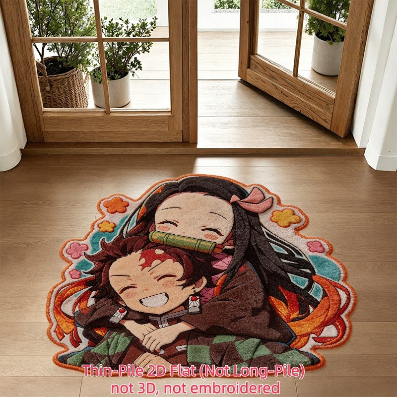 TEMU Wb Demon Slayer Anime Suitable For Bedroom, Living Room, Kitchen Mat With Tanjiro & Nezuko - Non-slip Irregular-shaped Machine Washable, / Use