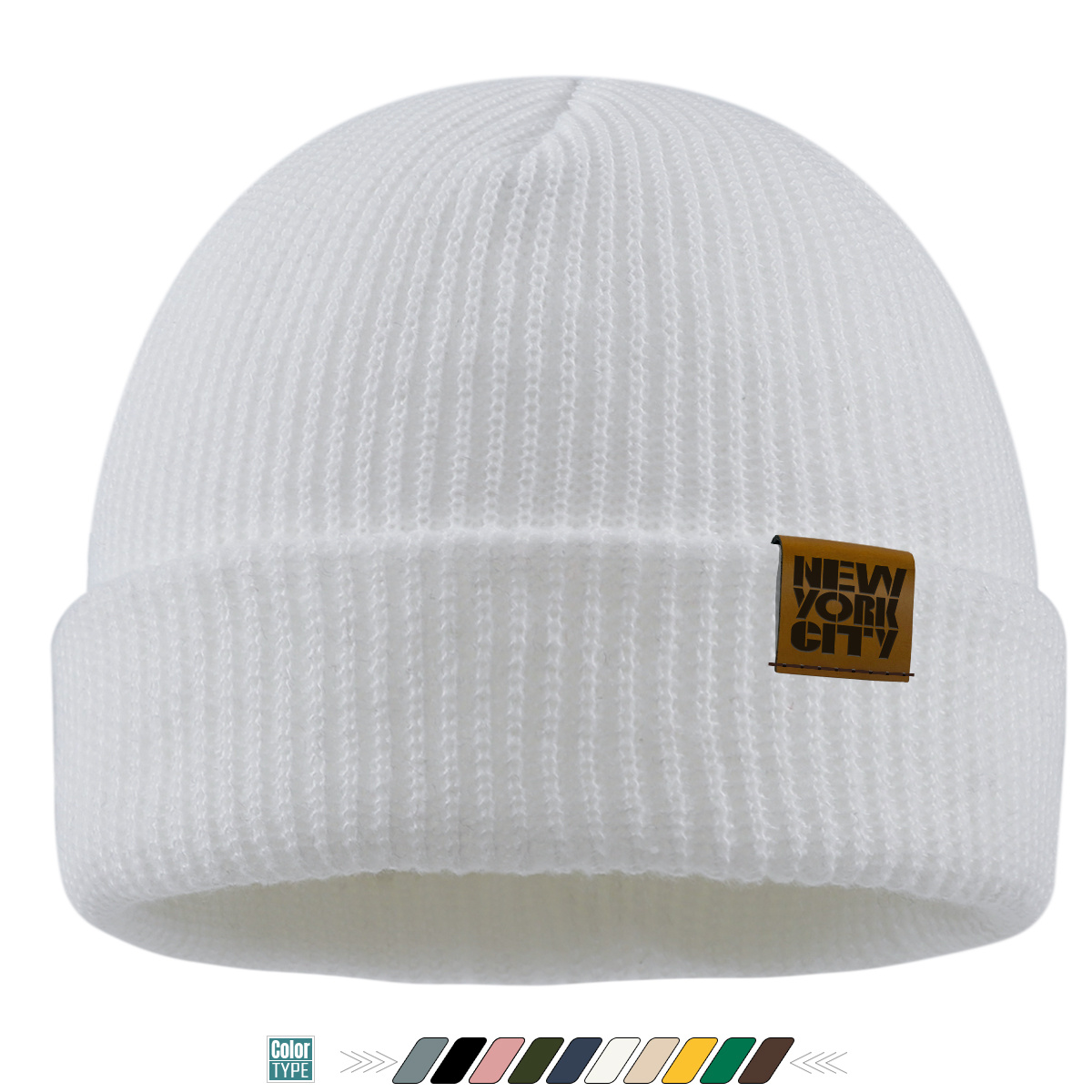 TEMU Warm Winter Knitted Hat, Men's Brimless Beanie With " City" Tag Design, Classic Solid-color Women' Beanie, Simple And Soft Beanie Hat, Dad's