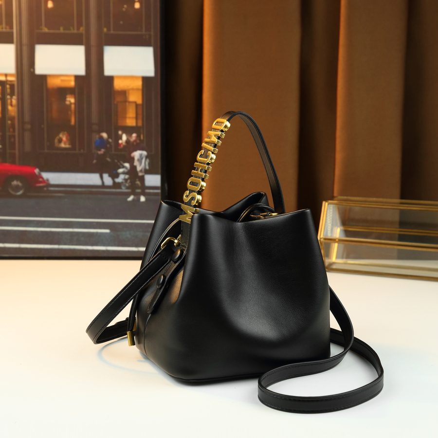 TEMU New Niche Versatile Drawstring Bucket Bag For Women With Metal Letter Decoration, Small Handbag