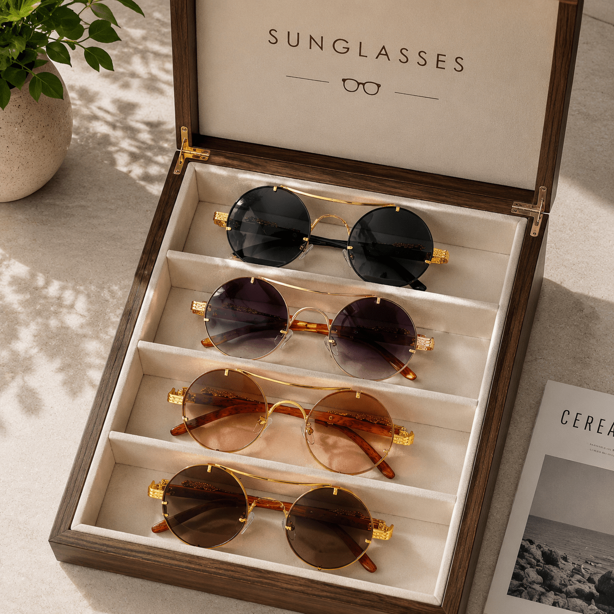 TEMU 4pcs Retro Round Exquisite Frames, Suitable For Daily Commuting, Travel, Fishing, Hip-hop Style Fashionable Exquisite Glasses, Unisex, Street