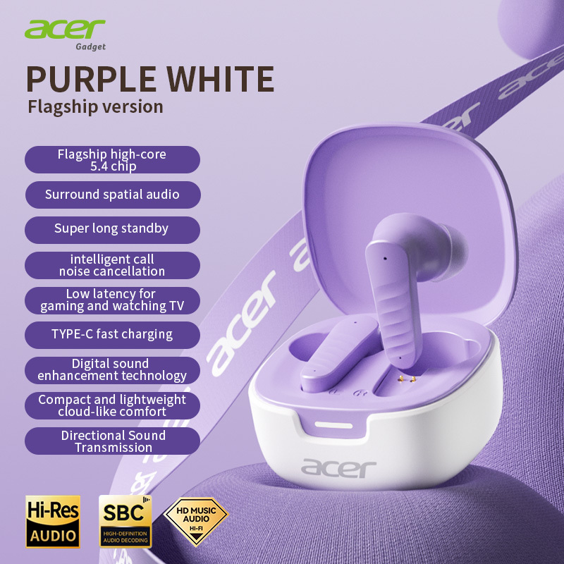 Image of [acer Original] Ohr503 In-ear Wireless Headphones Long Standby Bluetooth 5.4 Tws Surround Gaming Mode Usb-c Gift Idea