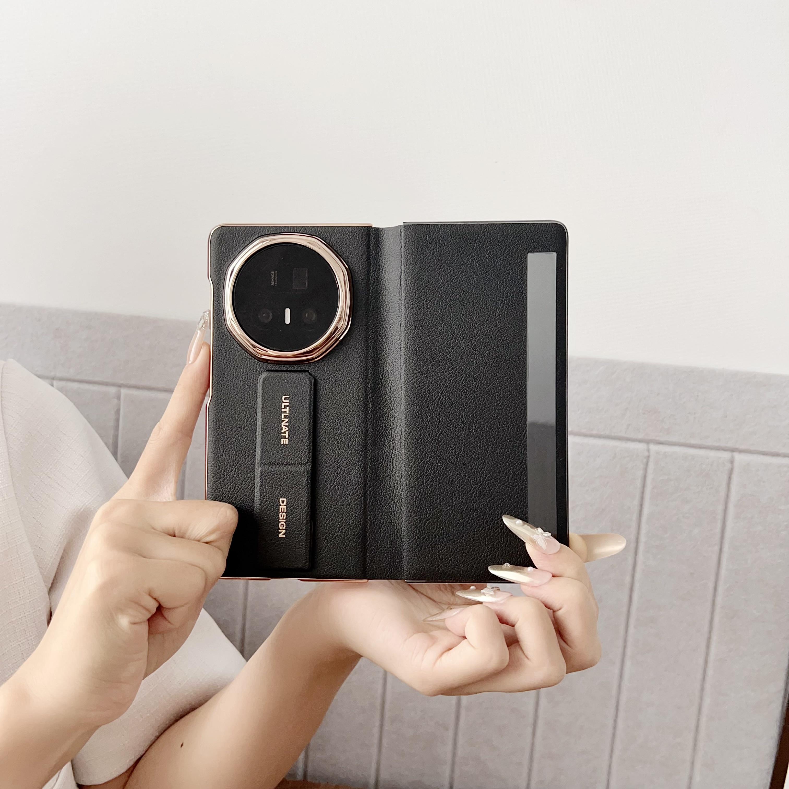 TEMU Coque de téléphone - POUR Honor Magic V5 coque en cuir ultra-mince électroplaquée avec support de poignet, pour un professionnel, disponible en
