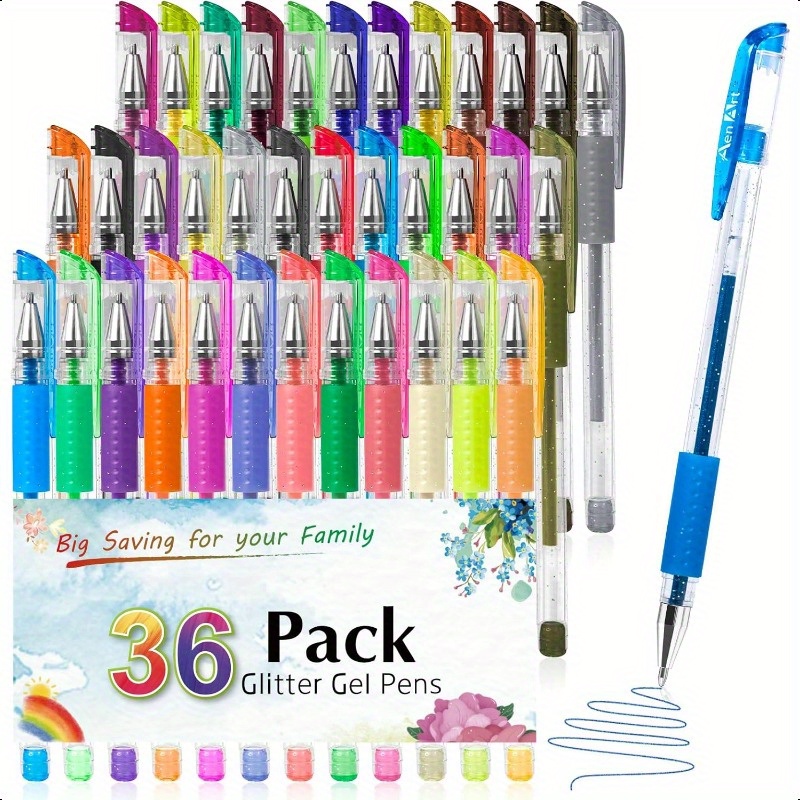 

Glitter Gel Pens For Adult Coloring Books 36 Colors Gel Marker Set Colored Pen With 40% More Ink For Drawing Doodling Crafts And Note