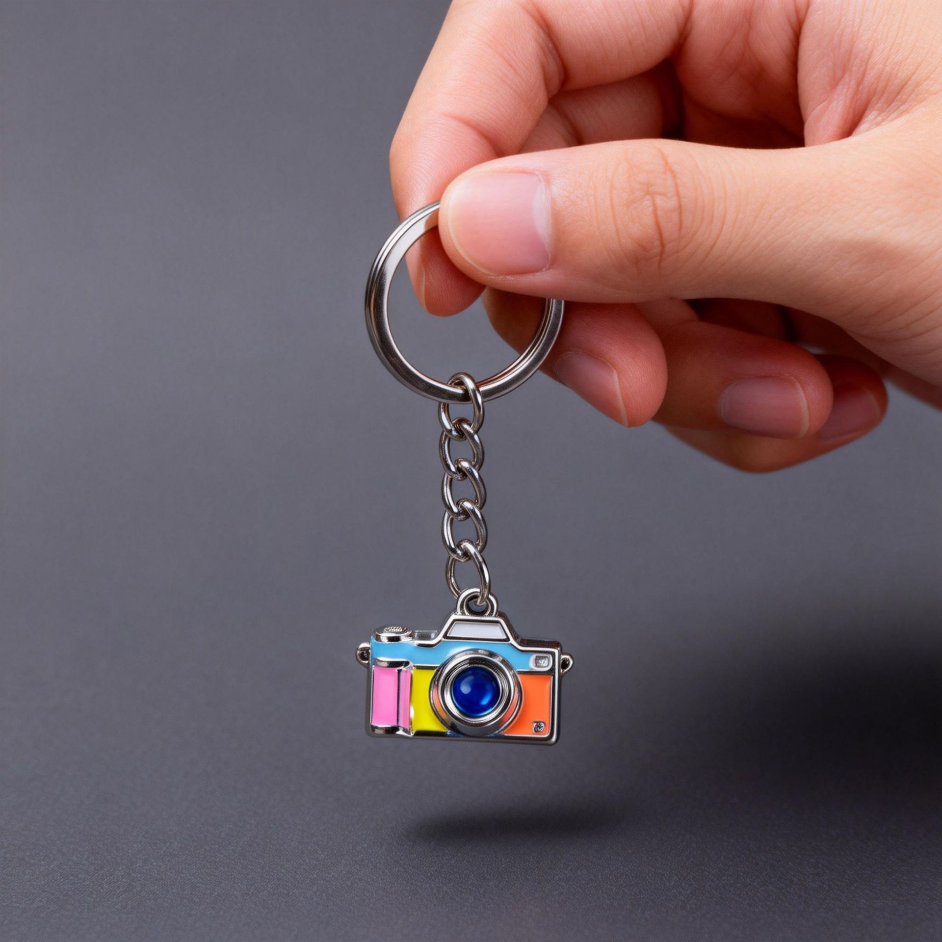un singolo ciondolo a forma di fotocamera colorata simulata, da  , portachiavi, un regalo   e originale per   da   Dettagli dell'articolo 3