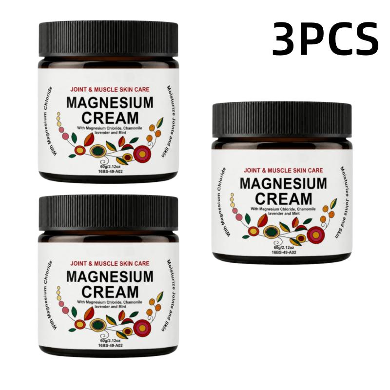 Image of 3pcs Magnesium Joint And Muscle Massage Cream, Joint And Product, Contains Chamomile, Mint, And Lavender, Easily Absorbed, Non-greasy, Convenient Packaging, Travel-, Shea Butter Moisturizing