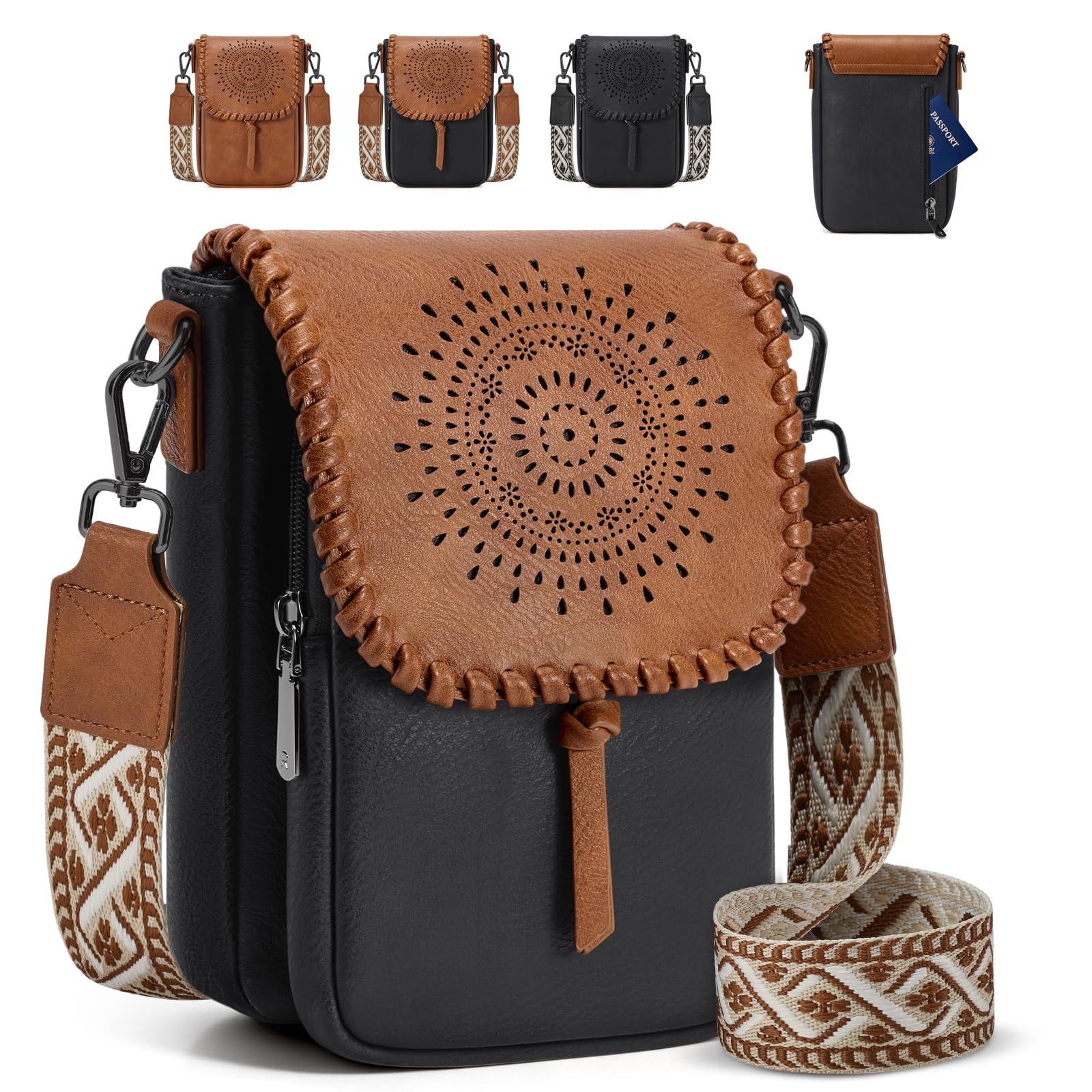 TEMU Weidaoera Women' Small Crossbody Phone Purse With Triple Compartments & Card Slots - Suitable For Smartphones Up To 6.9", Adjustable Wide Strap,