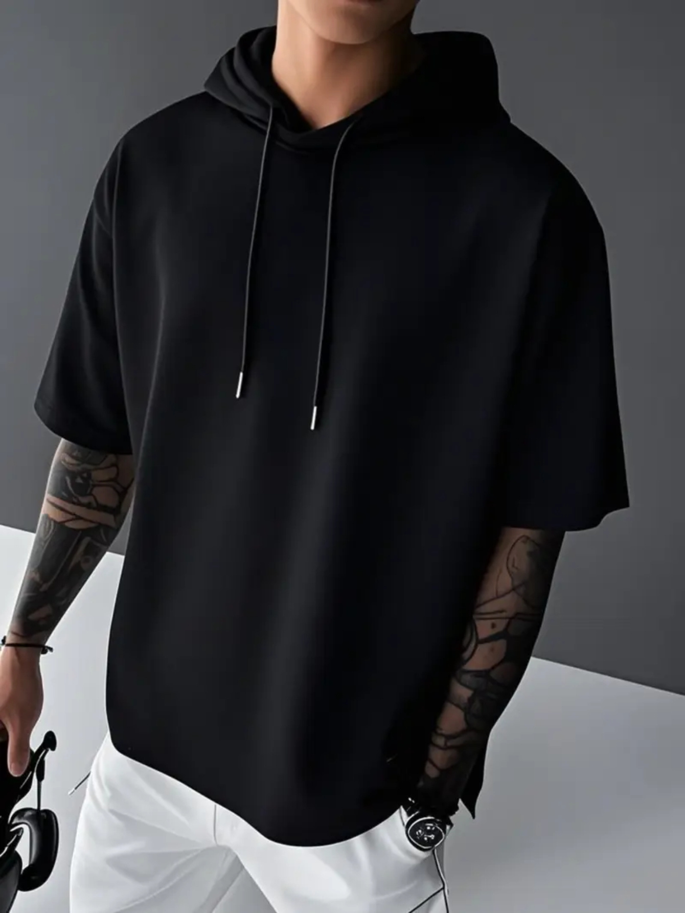 Camiseta con Capucha Clásica para Hombre - Esencial Minimalista de Uso Diario, Corte Regular y Casual Idealpara el Gimnasioo Salidas & Atuendos Informales- RopafácildeCuidar Lavable a Man