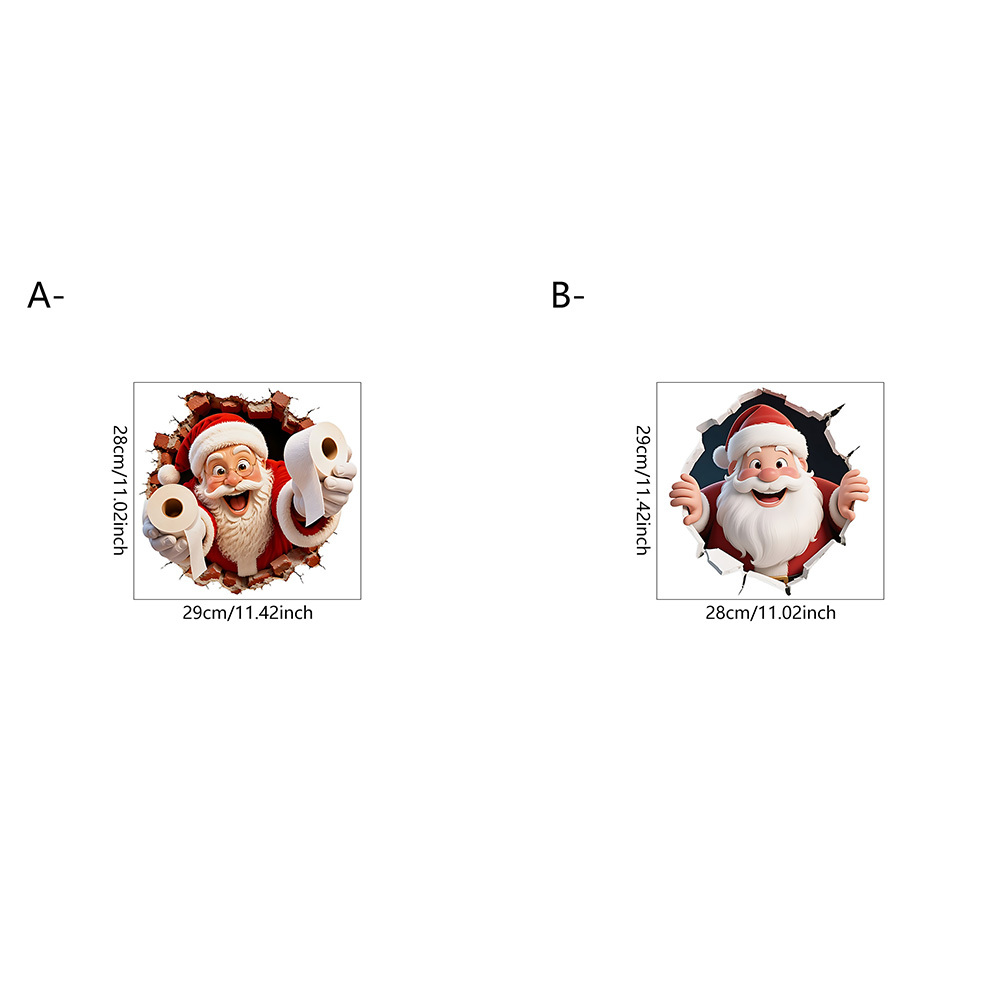 TEMU 2pcs Broken Wall Santa Claus Toilet Tank Stickers, Bathroom Toilet Christmas Atmosphere Wall Decals, Fun Toilet Paper Santa Claus Toilet Decor