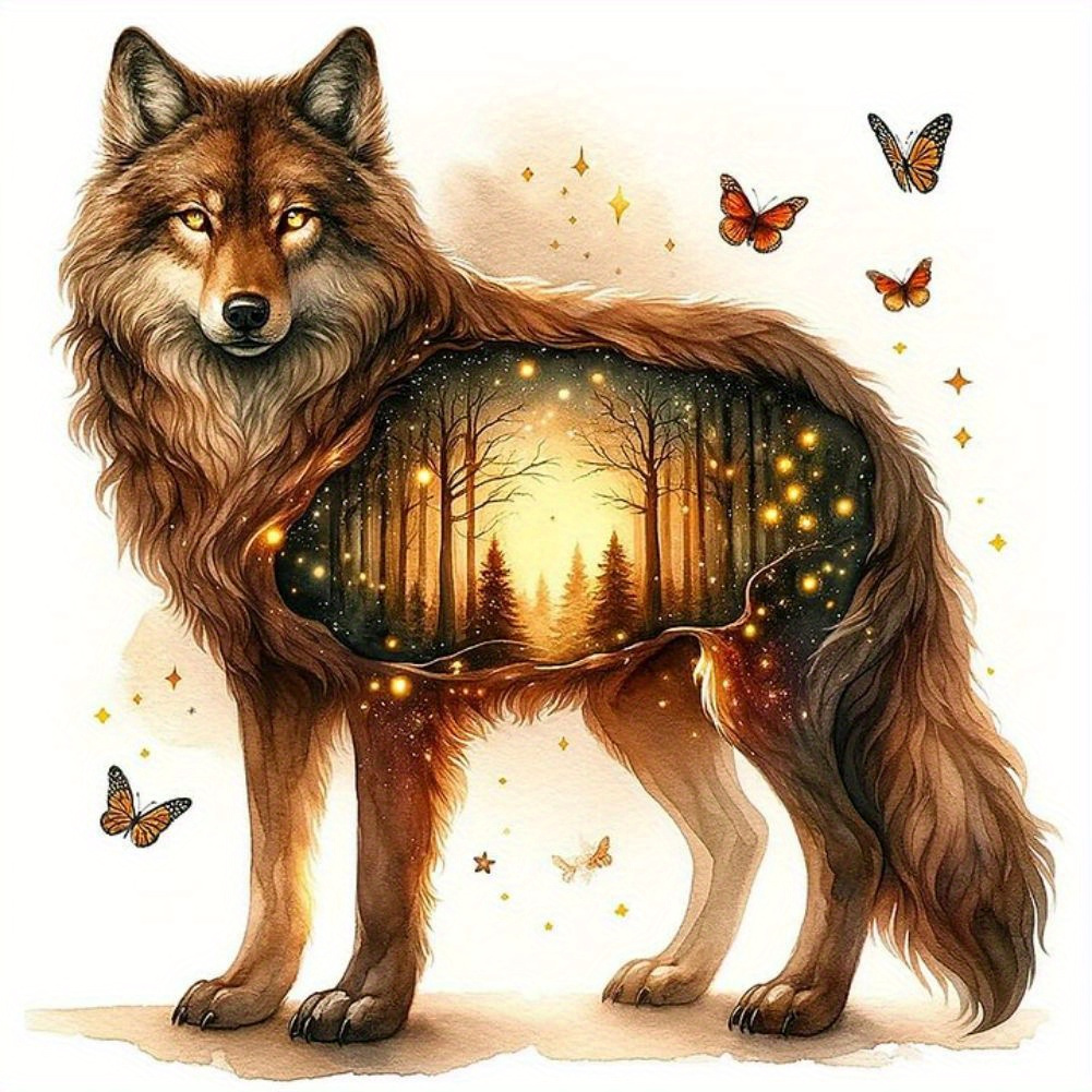 

-the- Wolf Diamond Art Kit - Diy Embroidery For Decor