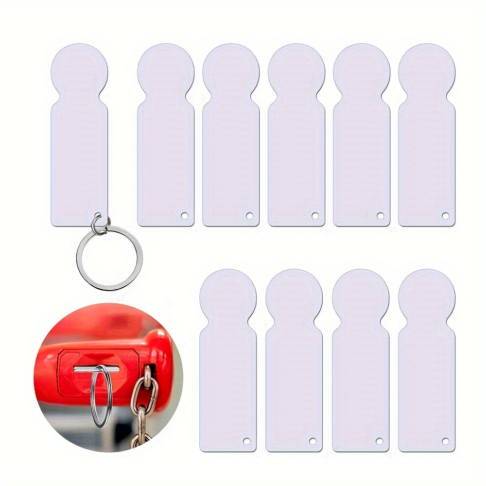 

10pcs White Sublimation Blank Keychains - Dual-sided, Metal Shopping Cart Tokens With Key Ring - Ideal For Grocery Shopping & Thanksgiving Gifts