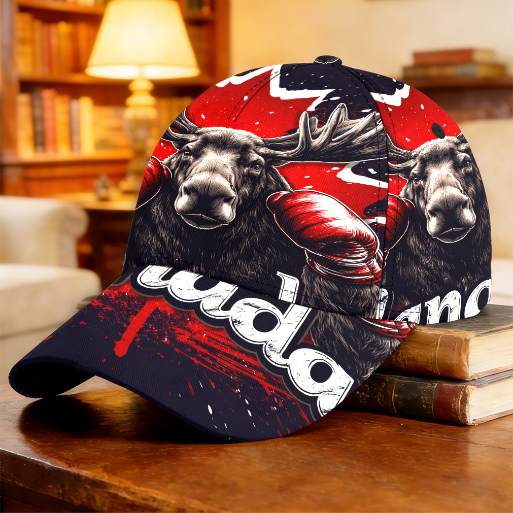 TEMU 1pc-2d Print Boxing Moose Print Pattern Baseball Comfortable Casual Breathable & Lightweight Full Print Pattern Ideal Gift Urban Modern Peaked