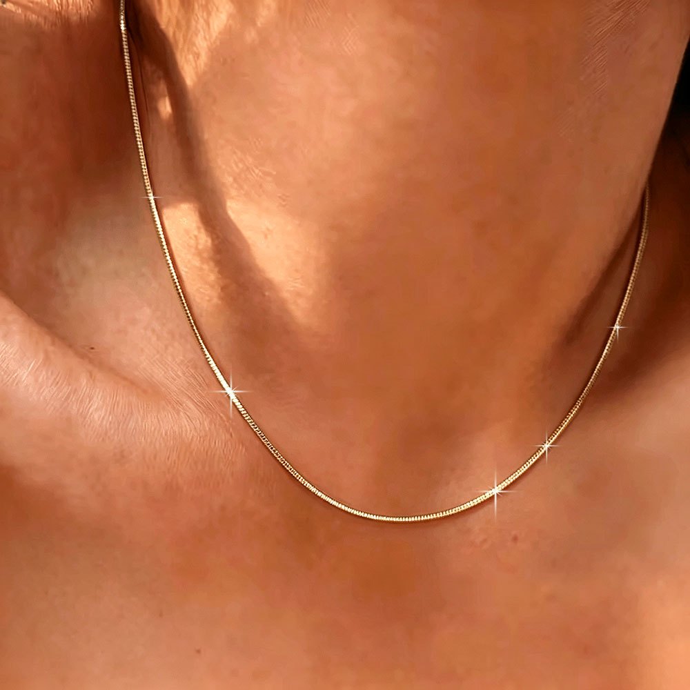2pcs Exquisite Minimalist Two-Tone Snake Chain Jewelry Set