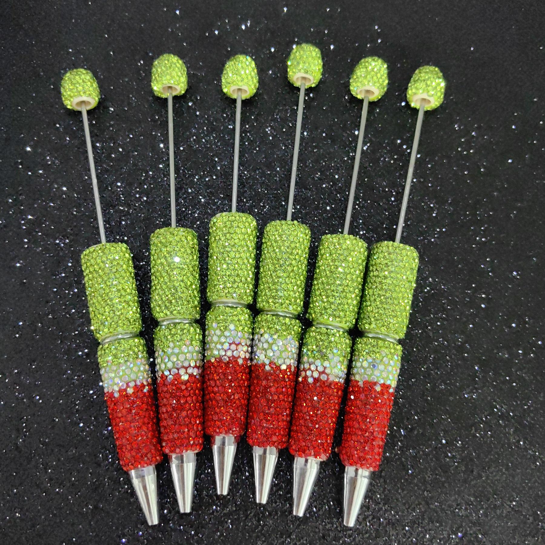 TEMU Christmas Gift 6-pack Christmas Pens High-end Diamond Pens Clay Full Diamond Bead Pens Bead Ballpoint Pens, Christmas Presents, Stylish Writing,