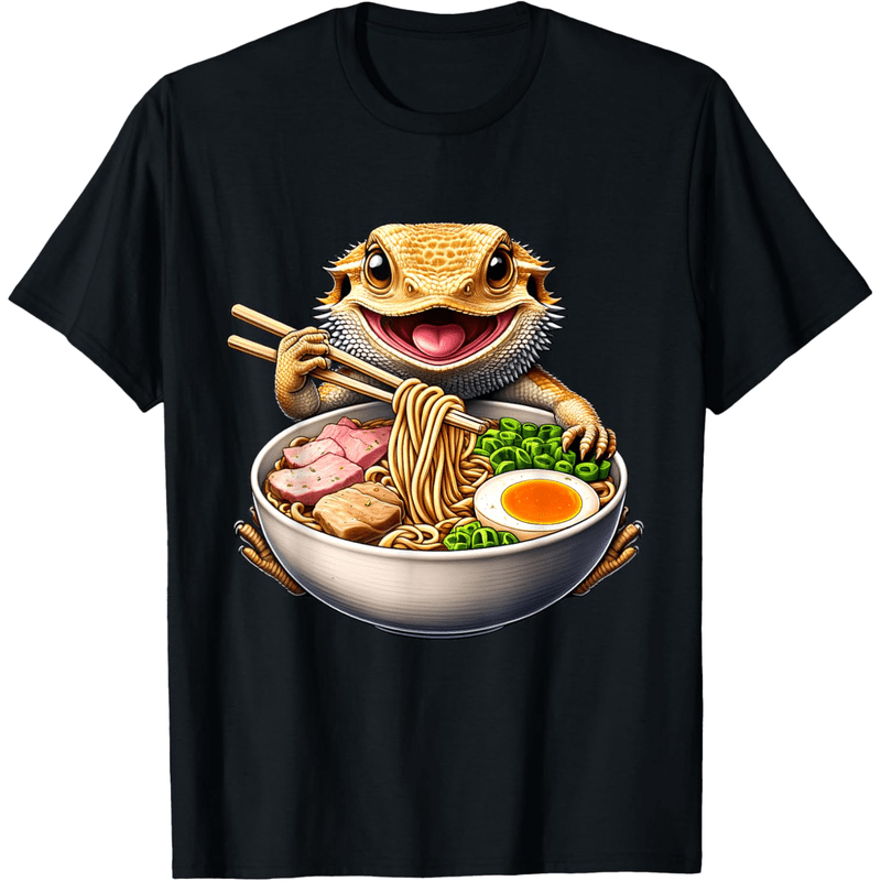 

Bearded Dragon Eating Ramen Graphic Tee - 100% Cotton, Breathable & - Fun Food-themed Casual Wear - Ideal Gift For Men, Women, Family & Friends - Black, Sizes S-xxxl