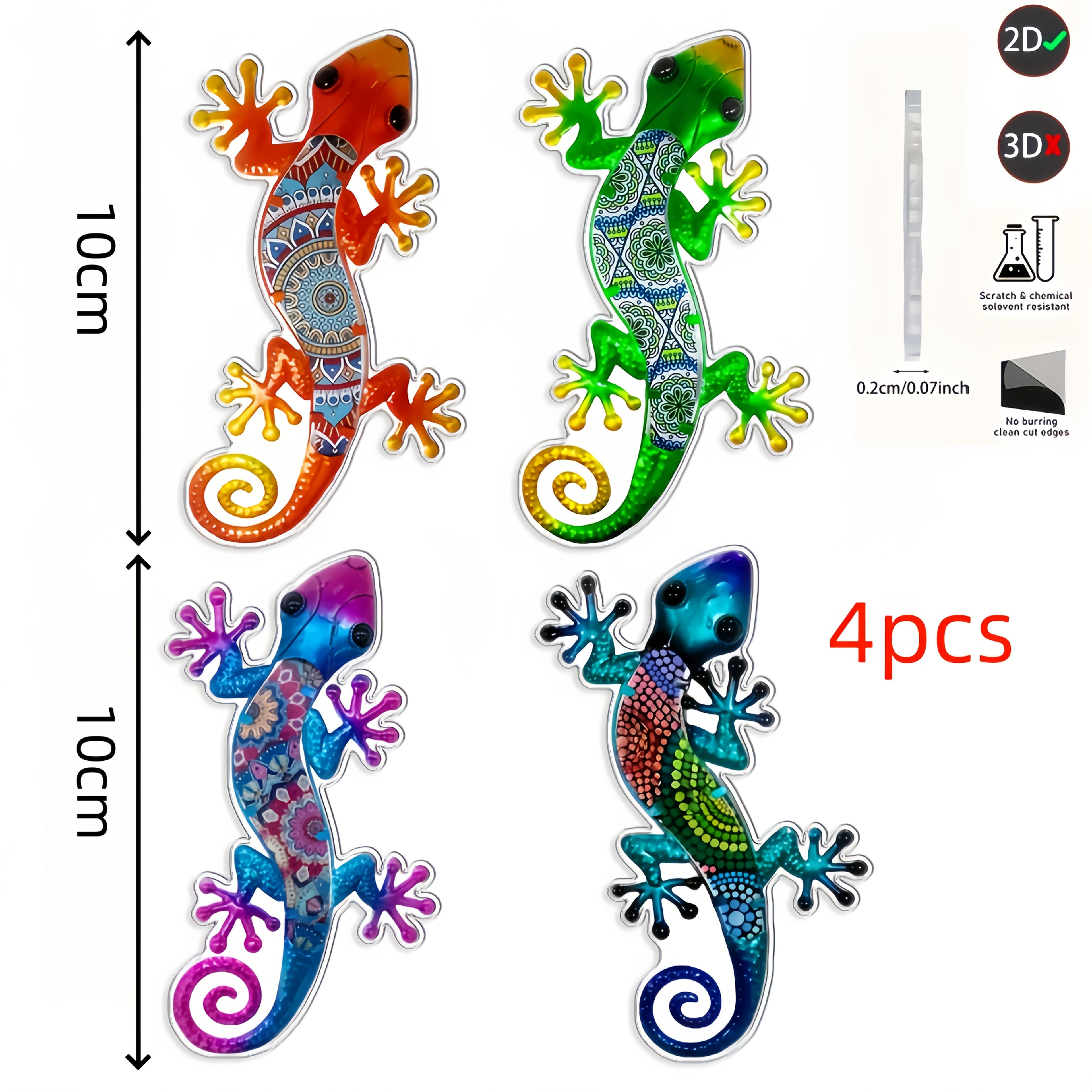 TEMU 2d Flat - 【2d Flat】 2d Flat - [2d Flat] 2d Flat 4pcs Vibrant Acrylic Geckos, Suitable For Garden Fence Courtyard Decor Outdoor Or Indoor Wall