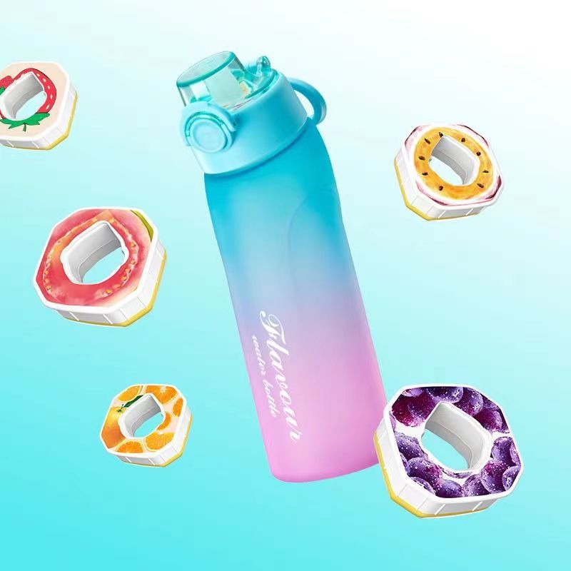 TEMU Fruit Flavored Water Bottle With 0 Sugar And 0 Calorie Fragrance , Durable Sports Water Bottle, Popular , Hiking Accessories