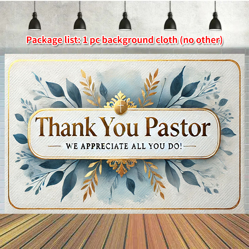 

1pc Thank You Pastor Polyester Backdrop Banner, Photo Background For Events, Ceremonies & Celebrations, With Design, For Indoor & Outdoor Use, Fits Multiple