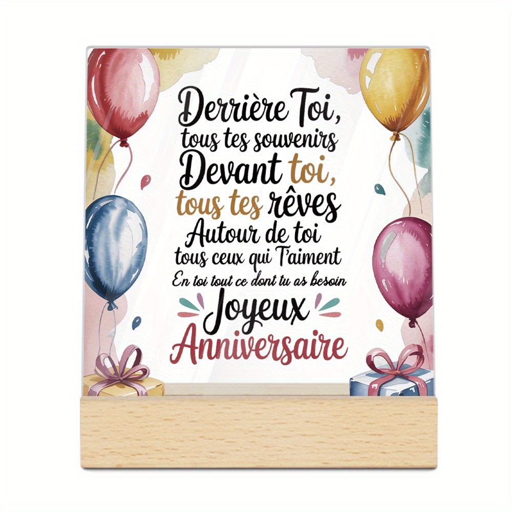 TEMU Plat 2D, 1 pièce Décoration d'anniversaire de style français Putuo Decoration - Centre de table de fête d'anniversaire avec " Anniversaire",