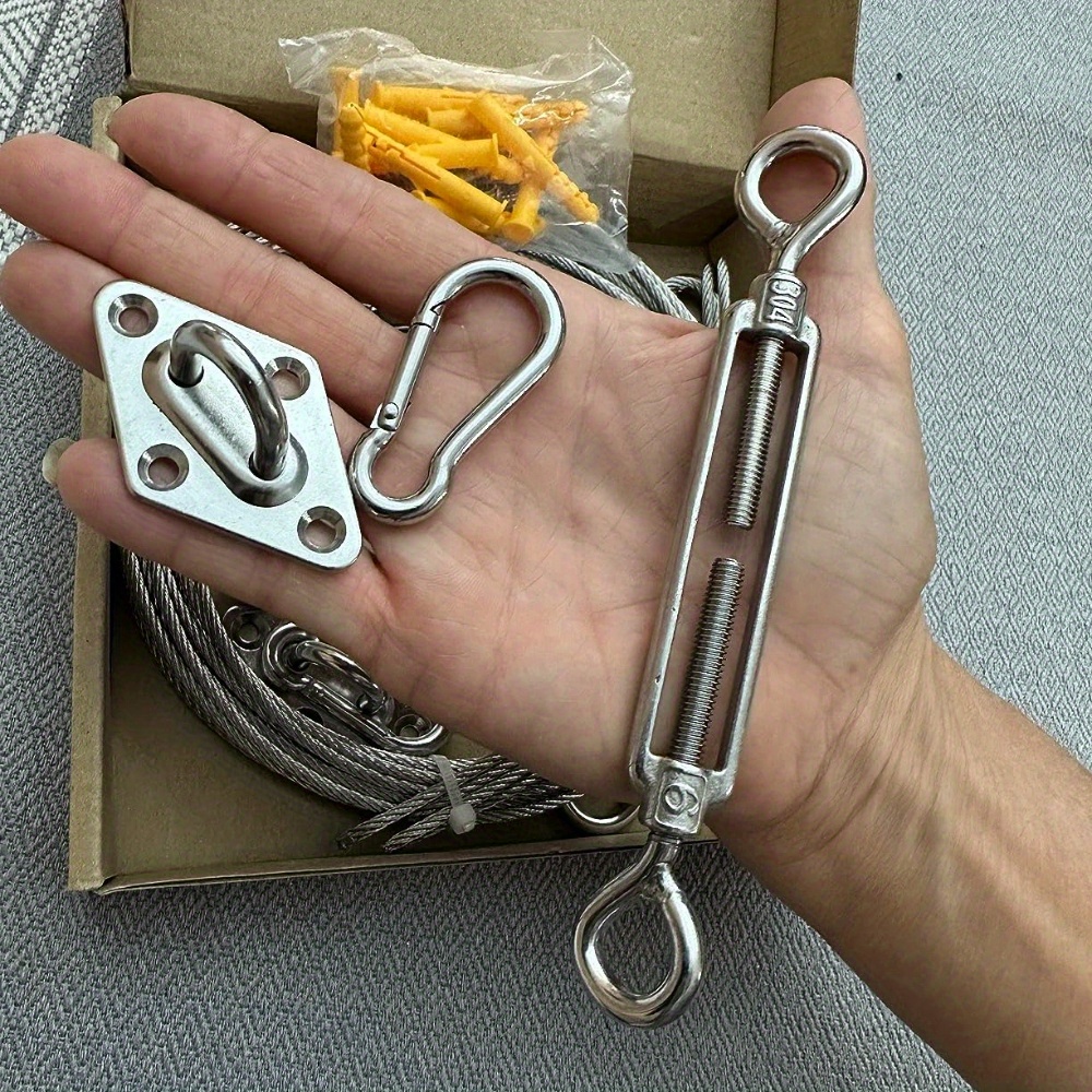 TEMU 40pcs Set Sun Installation Hardware Kit 304 Stainless Steel Hardware Kit For Camping Tent Sun Sail Shade Fixing Fittings