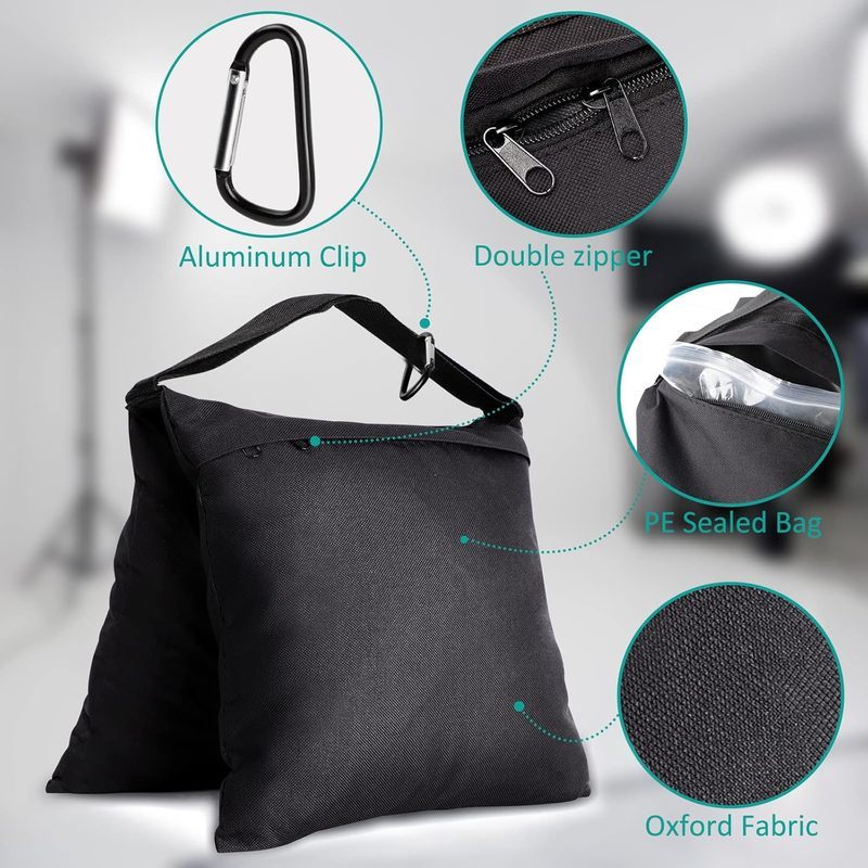 1 set 4pcs -one sandbag, one hook, two sealing bags - sandbags weight bags for light stand photography video equipment, heavy duty saddlebag for backdrop stand, photo tripod, canopy,   up tent, umbrella base, fishing chair, picnic table, sand bag to hold stuff, large sand bag, canvas sand bag, big sand bag, stabilization weights, outdoor  , multipurpose saddlebag, weatherresistant material, rugged design, canopy  , tripod weight, event setups, 0