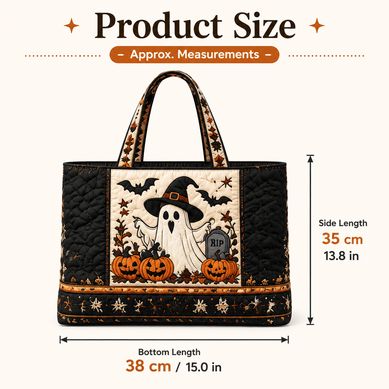 Image of Printed Craft Halloween Messenger Bag, Witch Pumpkin Embroidered Shoulder Bag, Large Capacity Farmhouse Style Fall Women' Commuter Tote, Ladies Messenger Bag