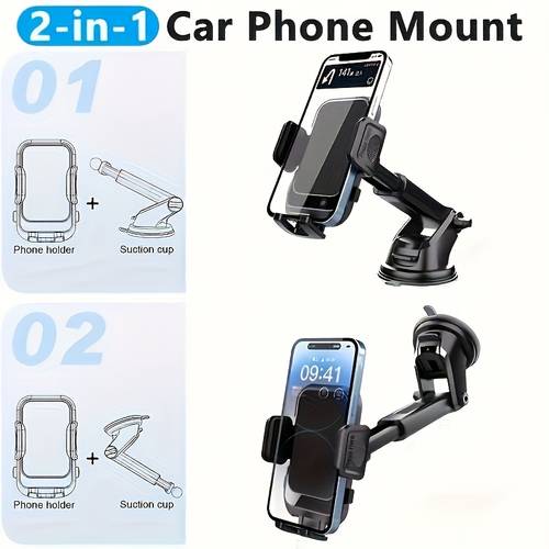 car phone mount long arm suction cup bracket hands free phone stand suitable for smartphones iphones universal car phone holder adjustable to models