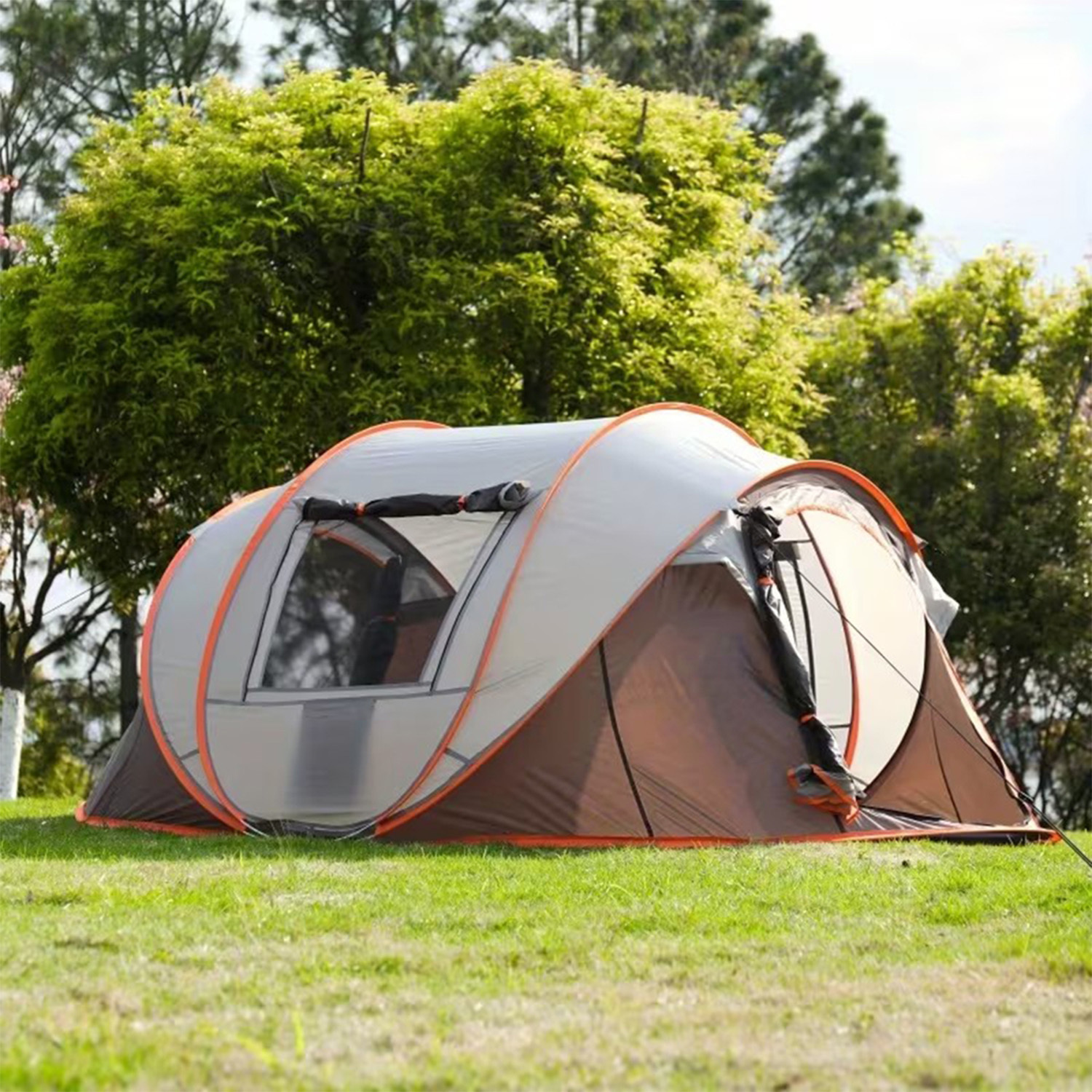 صورة العنصر خيمة فسيحة قابلة للفتح بلمسة زر 280*210*120 سم لـ 5-6 أشخاص، ببابين ونافذتين، رائعة للتخييم والتنزه والمشي لمسافات طويلة والشاطئ