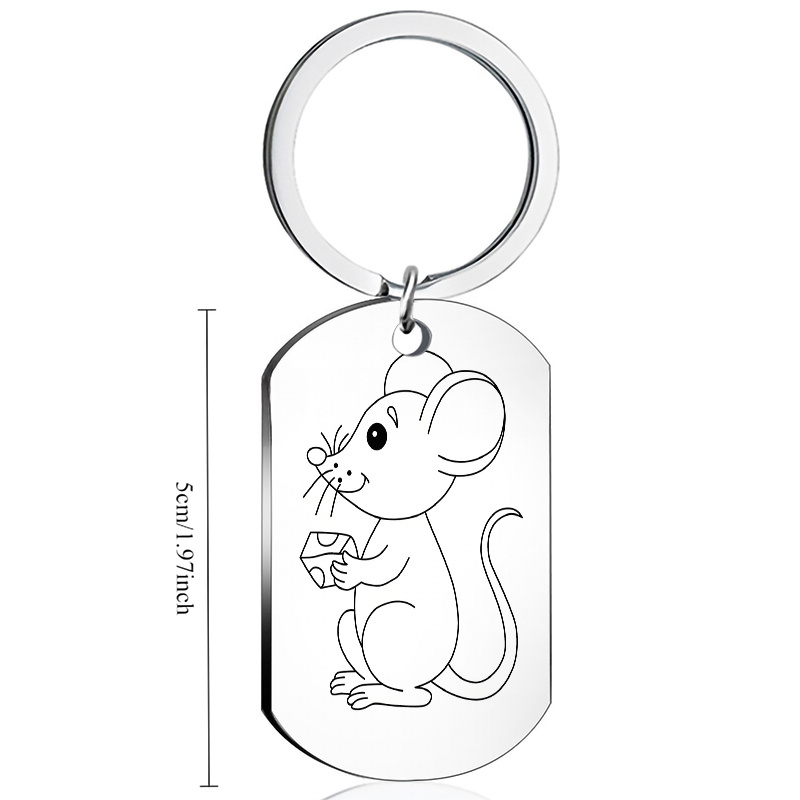 1pc Stylish Mouse Keychain With Black & White Line Art Design, Durable Stainless Steel, Lightweight & Functional, Use, Travel, And Gifts