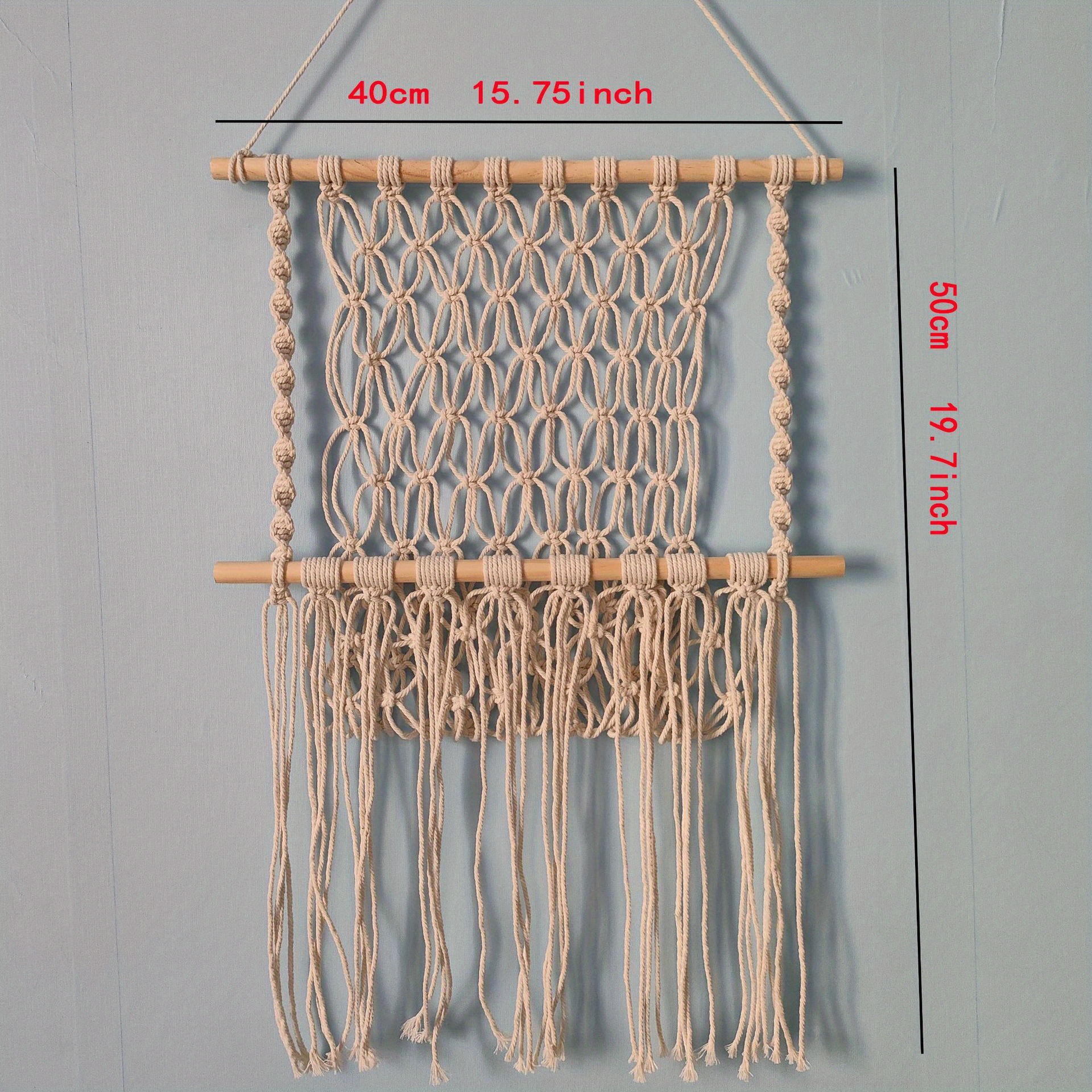 1pc of handmade woven rope storage rack simple decoration wall mounted net pocket suitable for bedroom living room and bathroom Product details 3