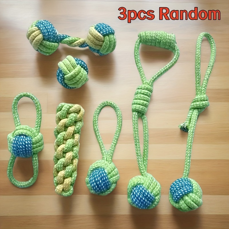TEMU 3pcs Random Style Random Color Dog Durable Interactive Training Leash Toy, Suitable For Small To Medium Dogs. Multifunctional Dental Rope, For