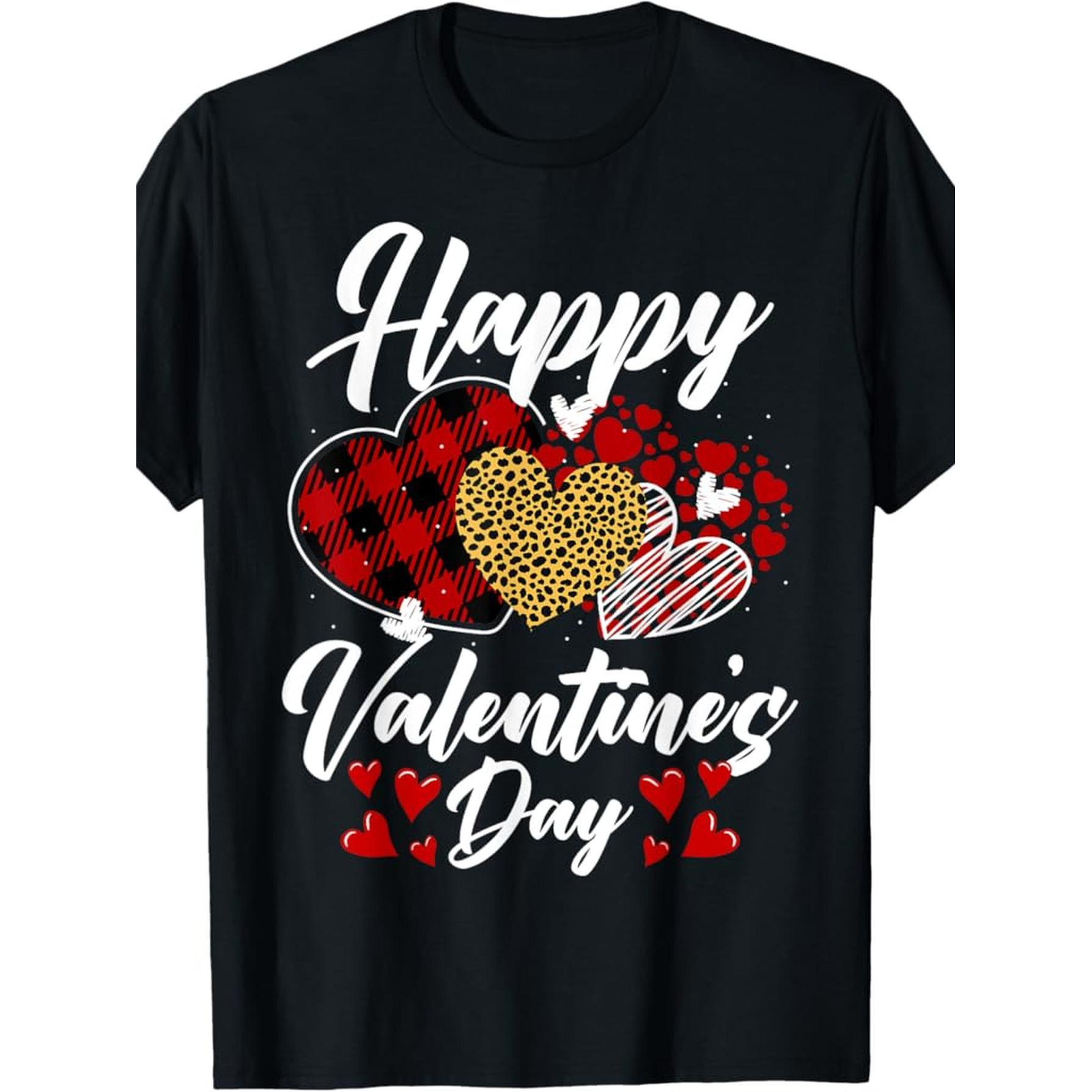 

100% Valentine's Day Heart Pattern With Leopard Valentine's Day T-shirt