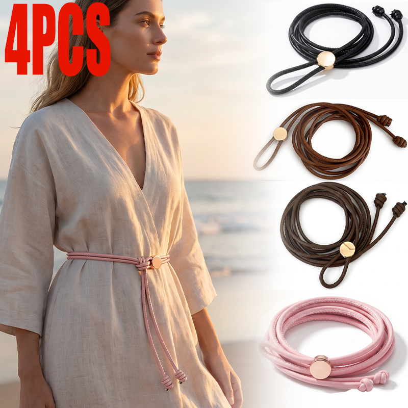 TEMU 4pcs Ckiruv Unisex Belt Suitable For - Solid Color Waist Belt With No Closure, Minimalist Elegant Belt For Dresses, Jackets, Shirts - Belt For ,