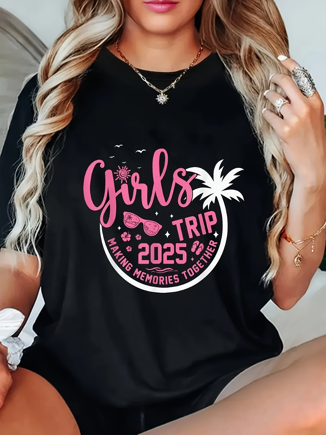vrouwens trip 2025 grafisch t shirt tropische palmboom Temu