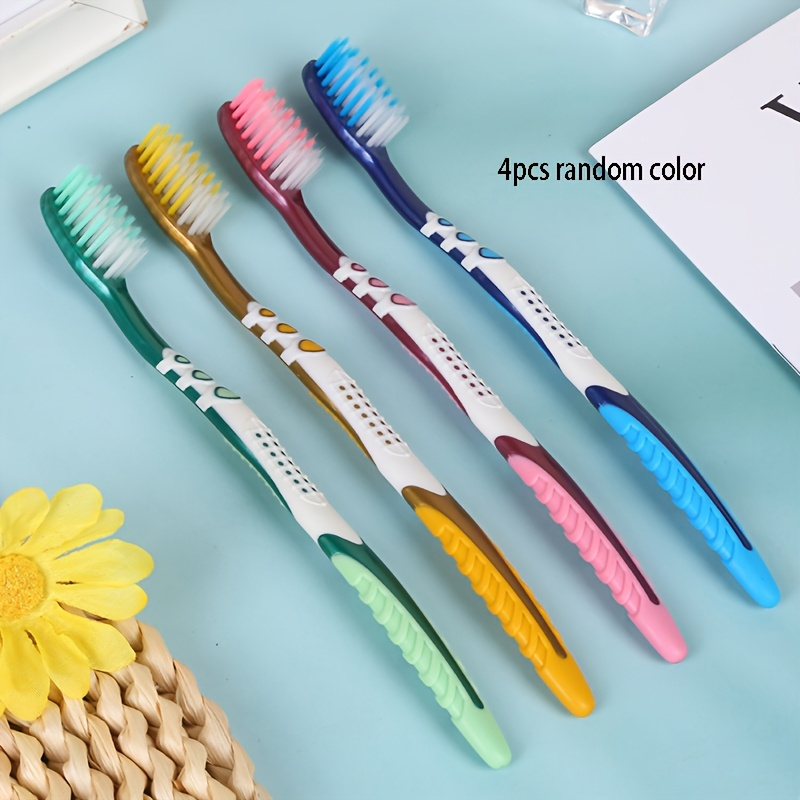 4 Packs Adults-soft And Hard Hair, Deep Cleaning Oral Care(random Color)