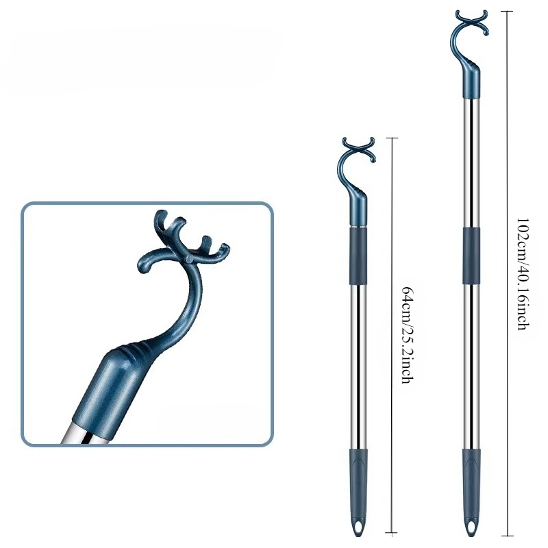 TEMU 1pc Telescopic Clothes Drying Rod For Home Use, With Metal Drying Rod Head, Strong Load-bearing Capacity, Suitable For Drying Clothes On