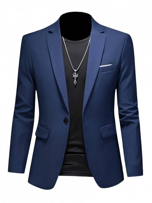 mens fashion solid color fit suit jacket light business casual single breasted