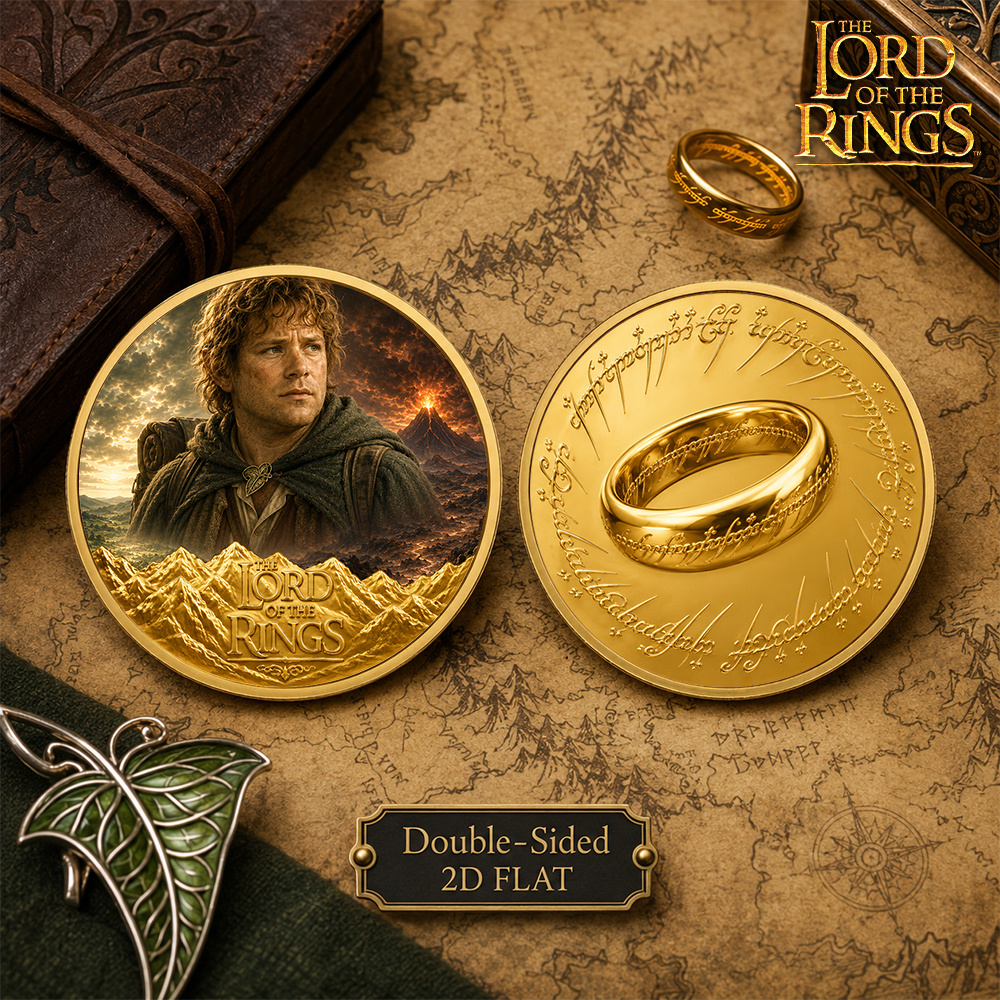 TEMU Replica Coin Replica Coin, The Companion Commemorative Coin, 1pc, Collect Coins, Middle-earth Hobbit Collectible, Sam Portrait, Travel Pack