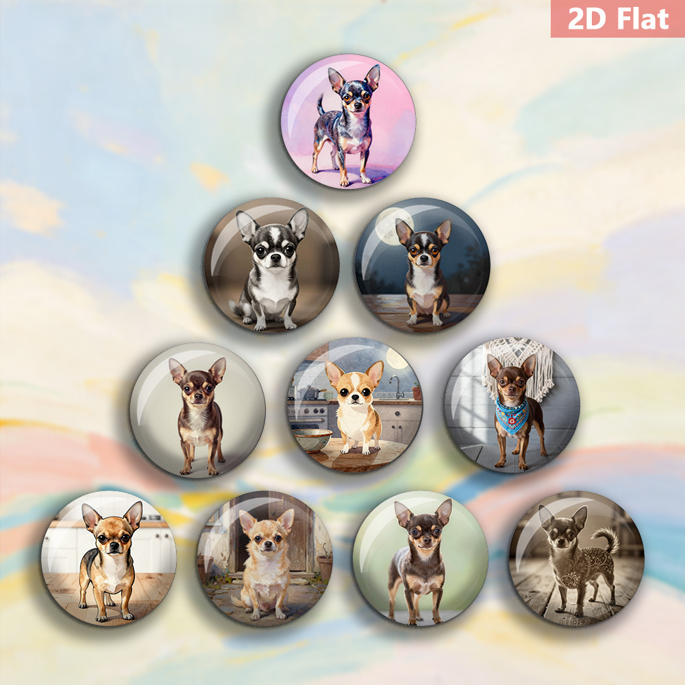 TEMU 10pcs Chihuahua Magnets Suitable For Dog Lovers - Crystal Glass Fridge Magnets With Chihuahua Decor, Magnetic Ornaments For Refrigerator,