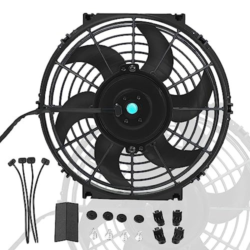 TEMU 10 Inch Universal Slim Fan Push Pull Electric Radiator Cooling Fan 12v 800 Cfm Mount Kit