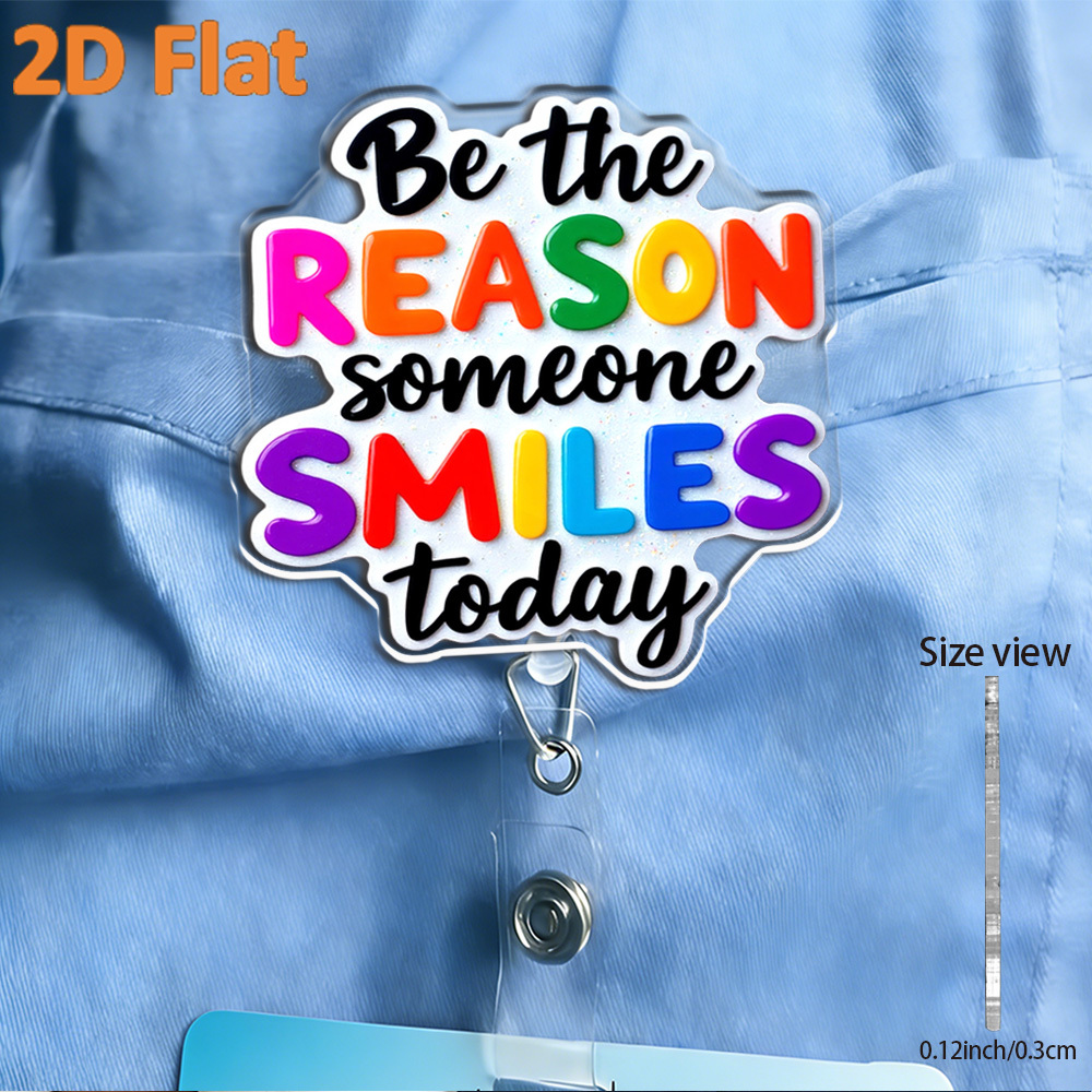 TEMU 2d Face Retractable Id Holder With Cord & Lanyard - Cute Acrylic Card Holder Suitable For Office,, Events, Valentine's Day Or Easter Gifts,