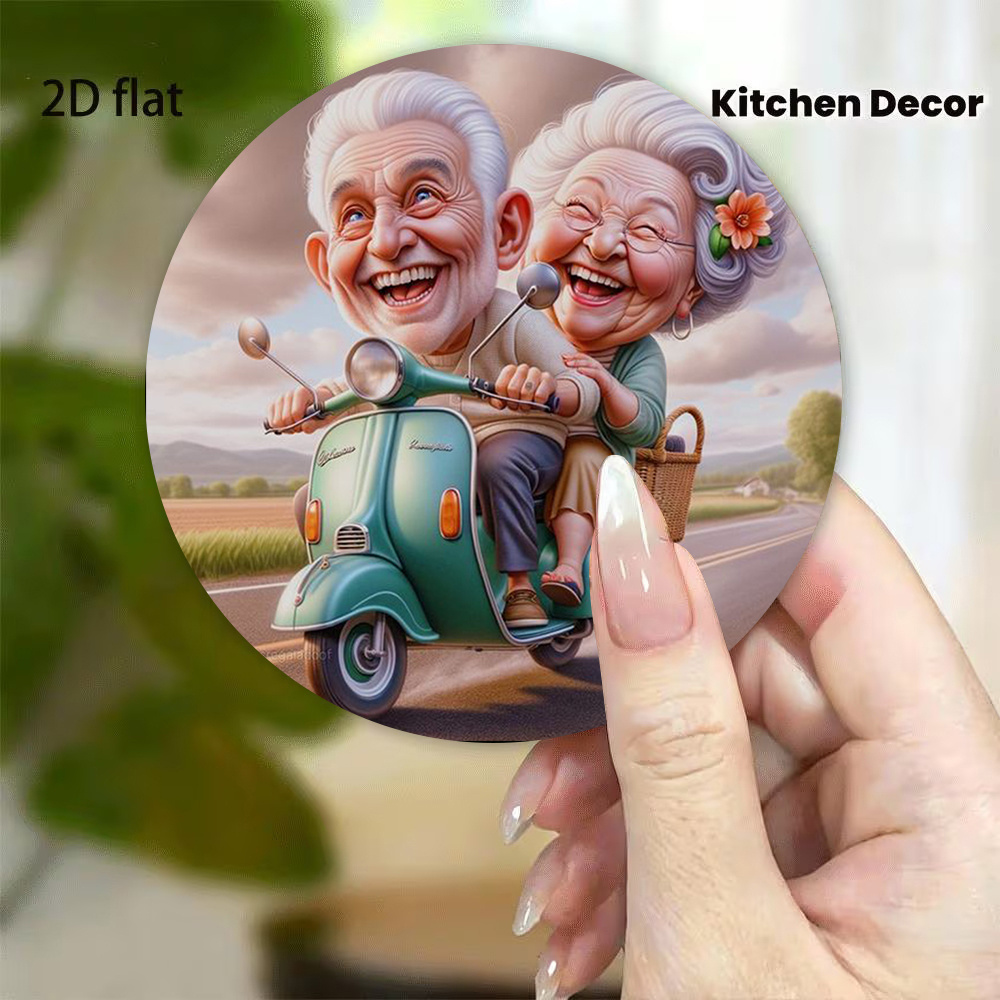 TEMU Magnete da frigorifero con e nonna che cavalcano una moto, decorazione creativa per la casa, lavagna magnetica da cucina, regalo di festa,