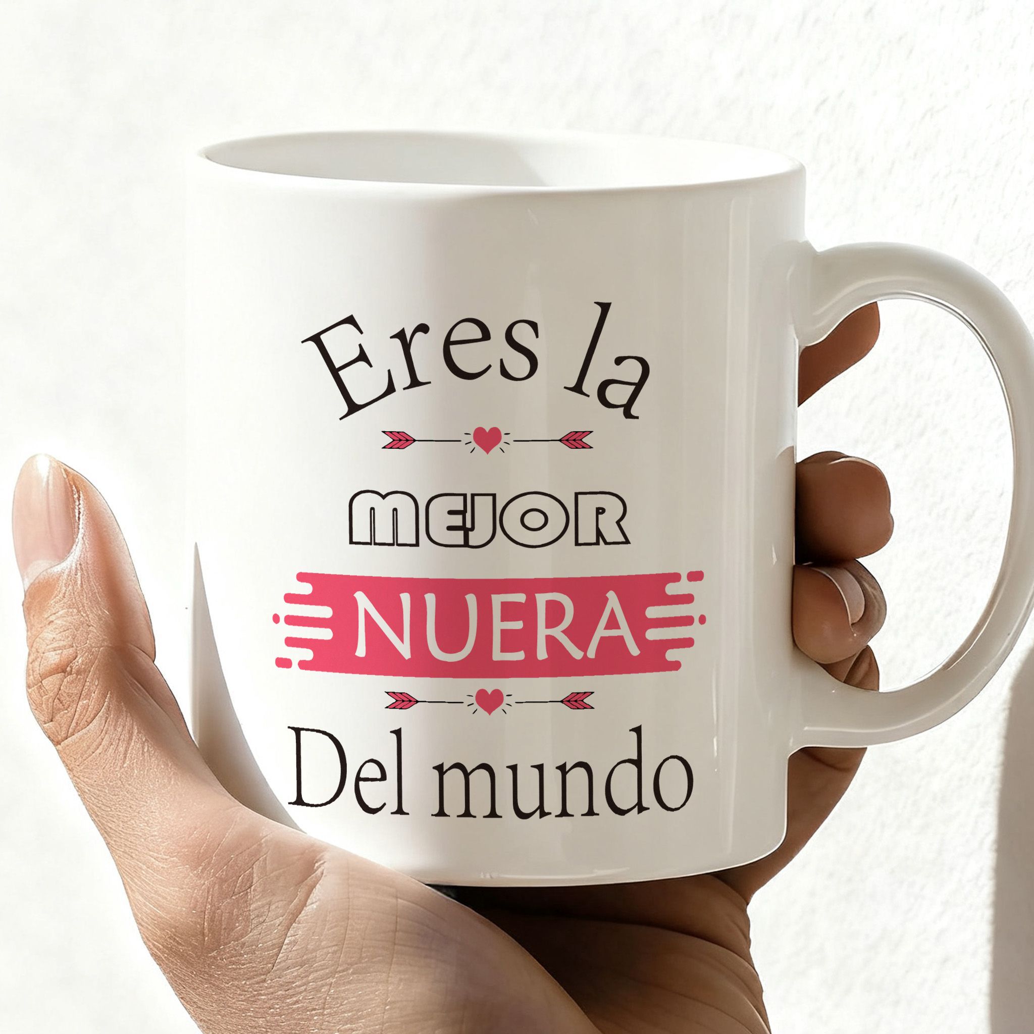 TEMU Taza de cerámica blanca de 11 oz con impresión y en español "La mejor nuera", 1 . " La Mejor Nuera Del Mundo" taza de café o té | Regalo único
