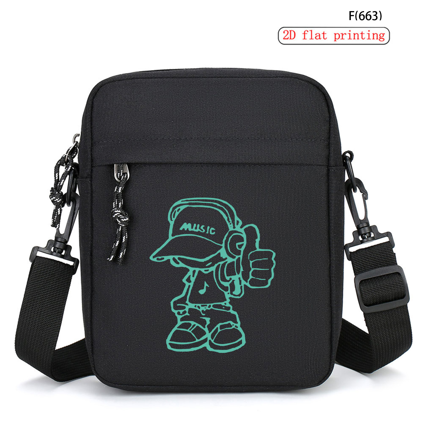 TEMU A Stylish And Minimalist Black Crossbody Bag With A Music-themed Print, Featuring A Large Capacity And Multifunctional Design, Daily Commuting