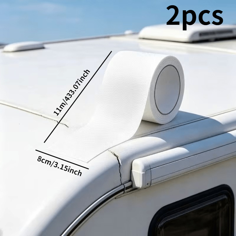 TEMU 2pcs 433.07inch Rv Roof Repair Additions, Glass Edge Seam Waterproof Repair Tape, Car Paint Rust Repair Tape, Waterproof Leak-proof Repair Tape,