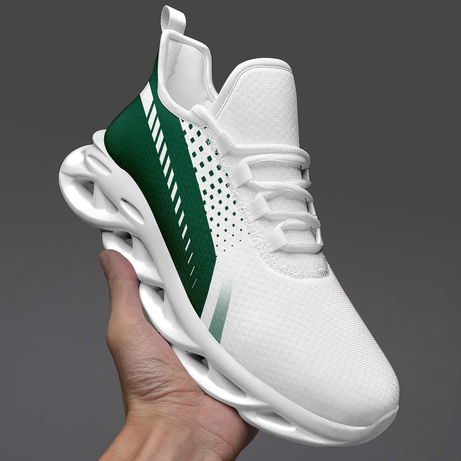 item picture mens fashionable wide   size running sneakers in white and green featuring lace   comfortable and breathable for everyday use in  