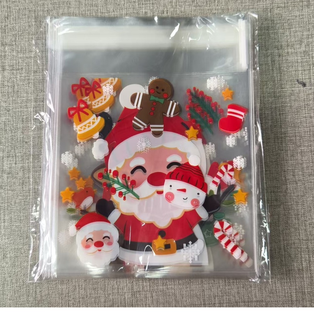 TEMU Random Style Christmas-themed Self-adhesive Packaging Bag - Cartoon Pattern Candy Bag. Gift Bag For Dividing Holiday And Snacks And Sealing -
